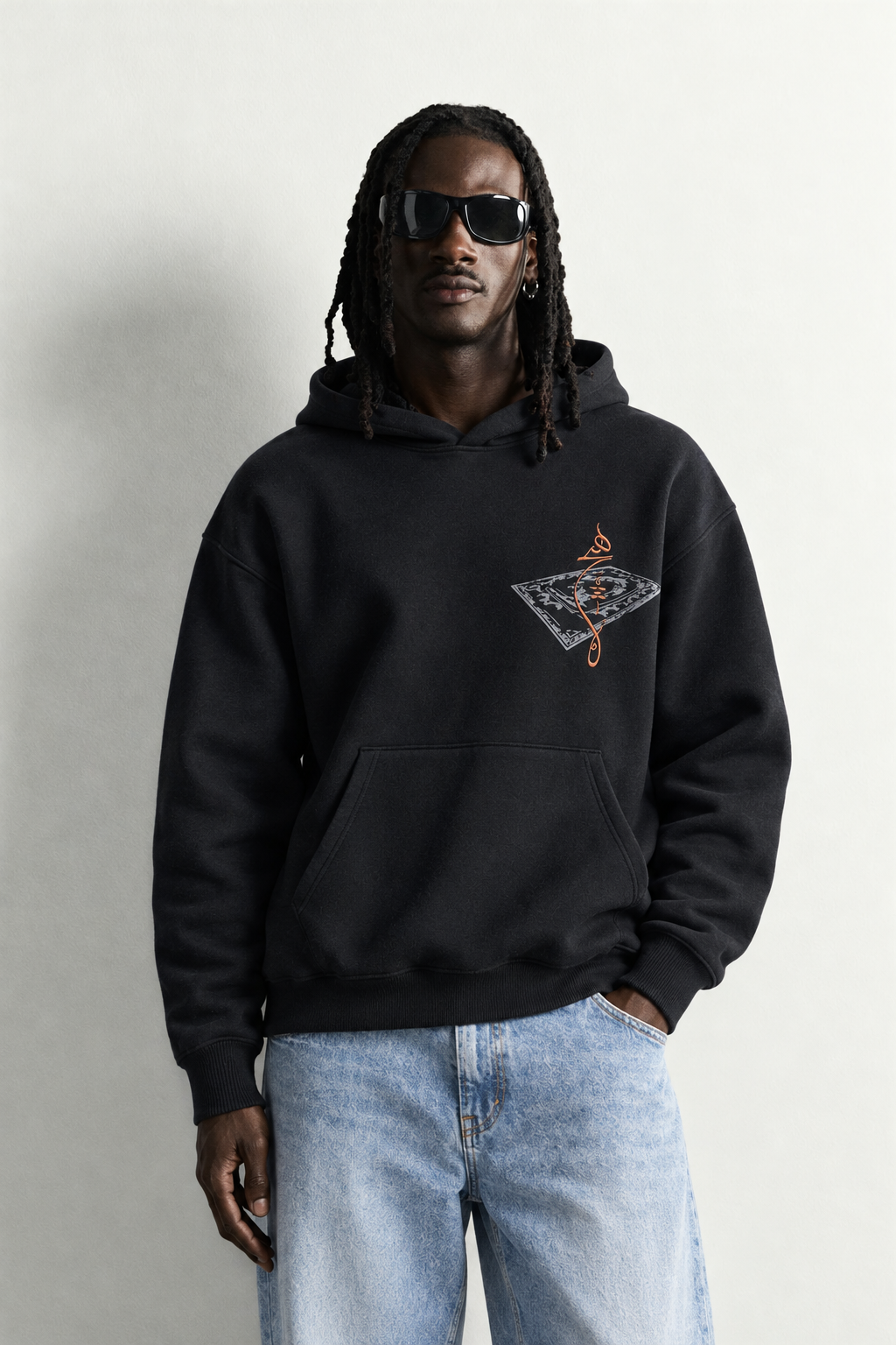 Erkek Patch Baskılı Nakışlı Şardonlu Kapüşonlu Oversize Sweatshirt