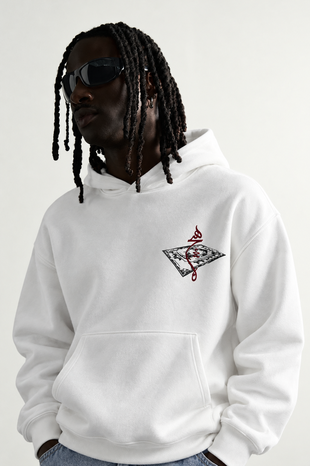 Erkek Patch Baskılı Nakışlı Şardonlu Kapüşonlu Oversize Sweatshirt