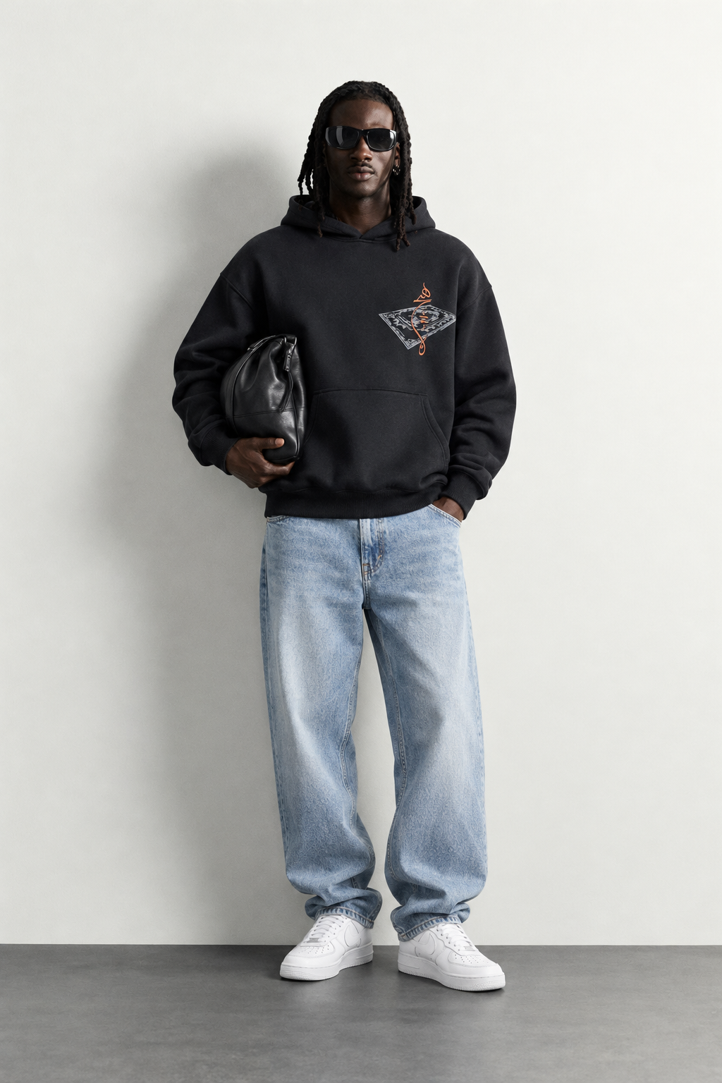 Erkek Patch Baskılı Nakışlı Şardonlu Kapüşonlu Oversize Sweatshirt