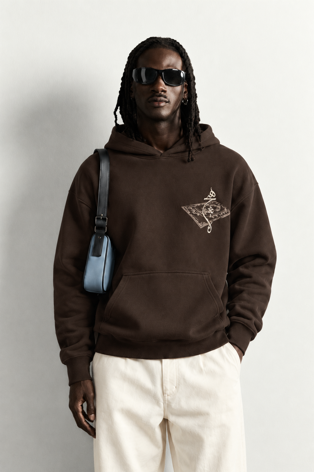 Erkek Patch Baskılı Nakışlı Şardonlu Kapüşonlu Oversize Sweatshirt
