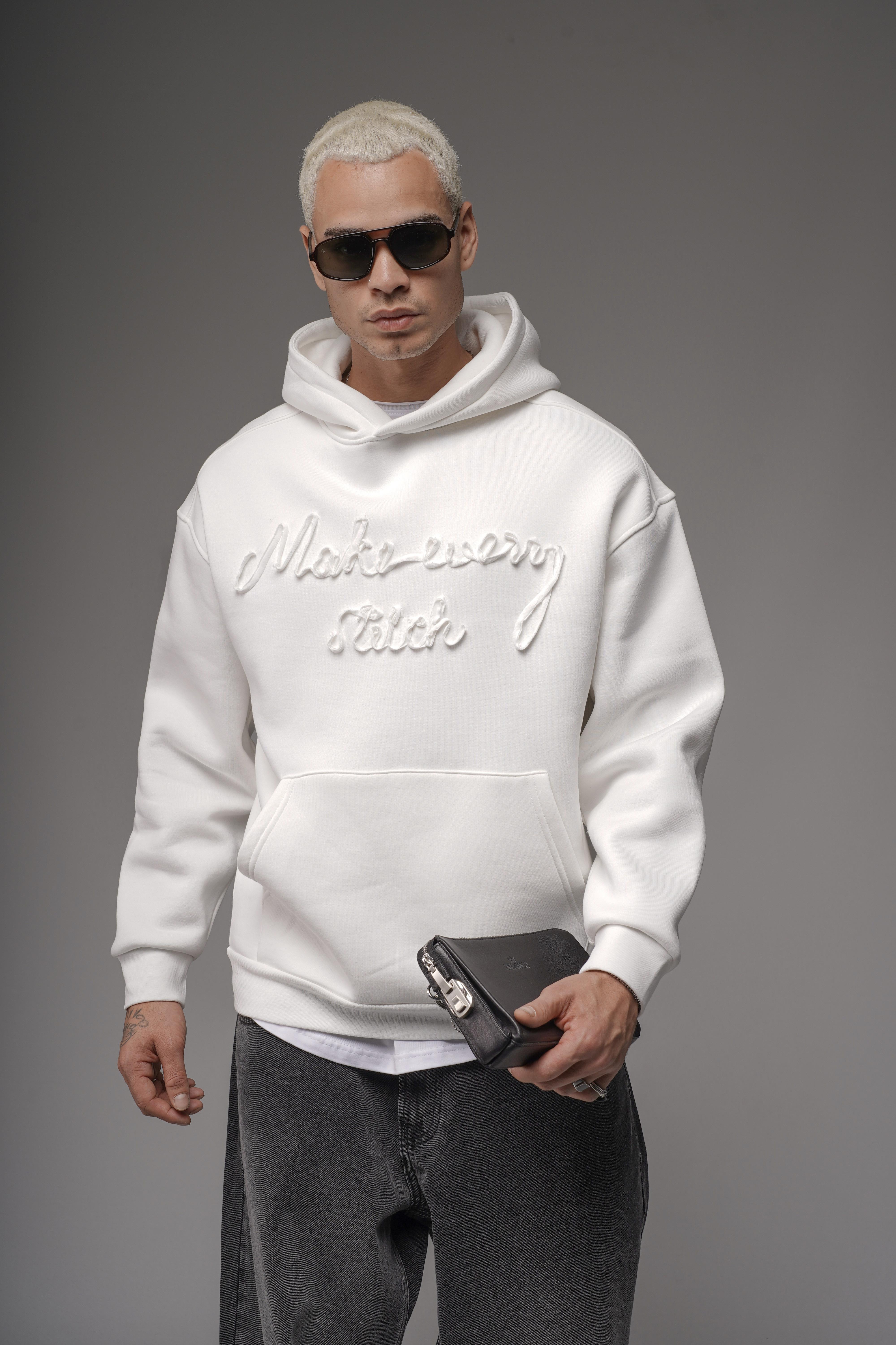 Kapüşonlu Önü Biye Kordoneli Hoodie Sweatshirt