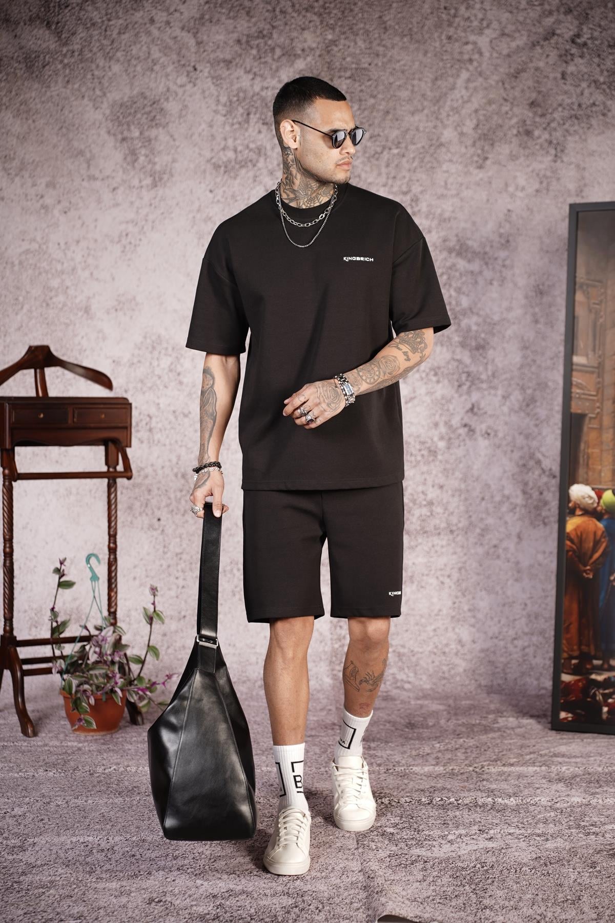 King Brich Baskılı Oversize Kalıp Unisex Şort Takım