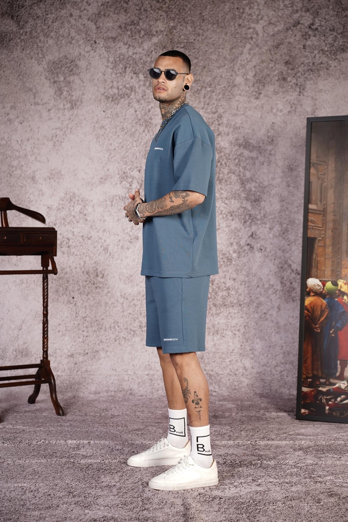 King Brich Baskılı Oversize Kalıp Unisex Şort Takım