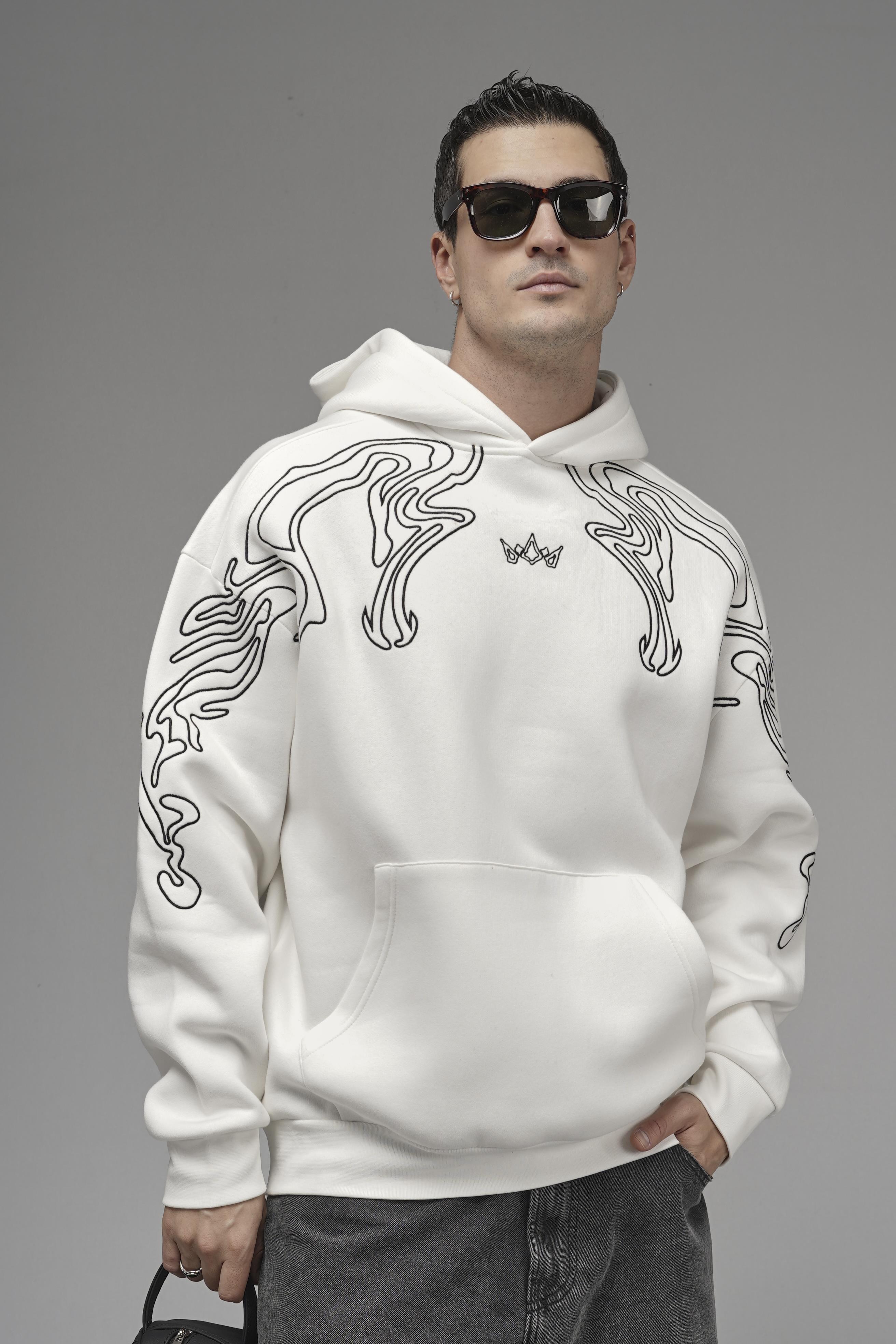 Nakış Detaylı Oversize Kalıp Kapüşonlu Sweatshirt