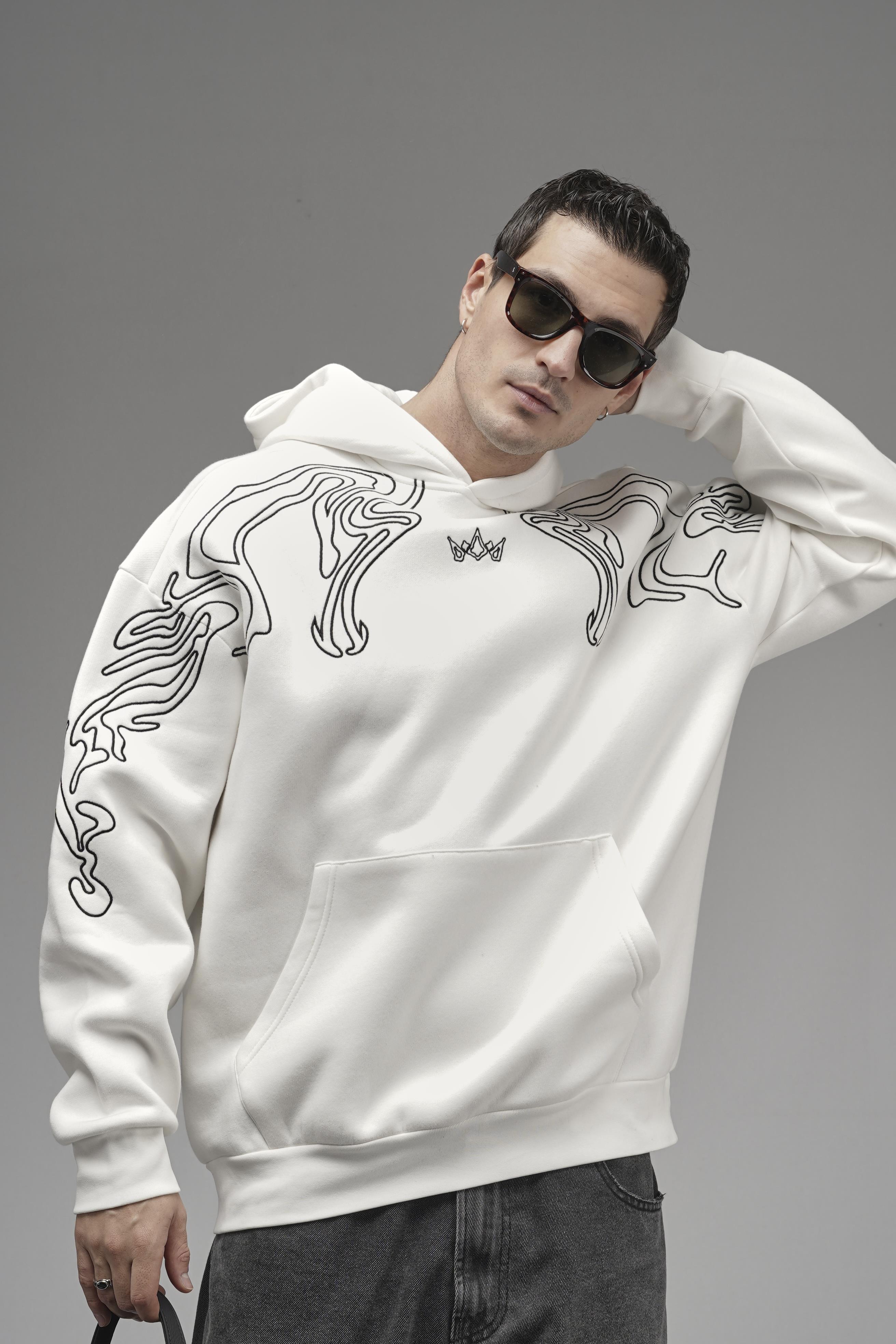 Nakış Detaylı Oversize Kalıp Kapüşonlu Sweatshirt