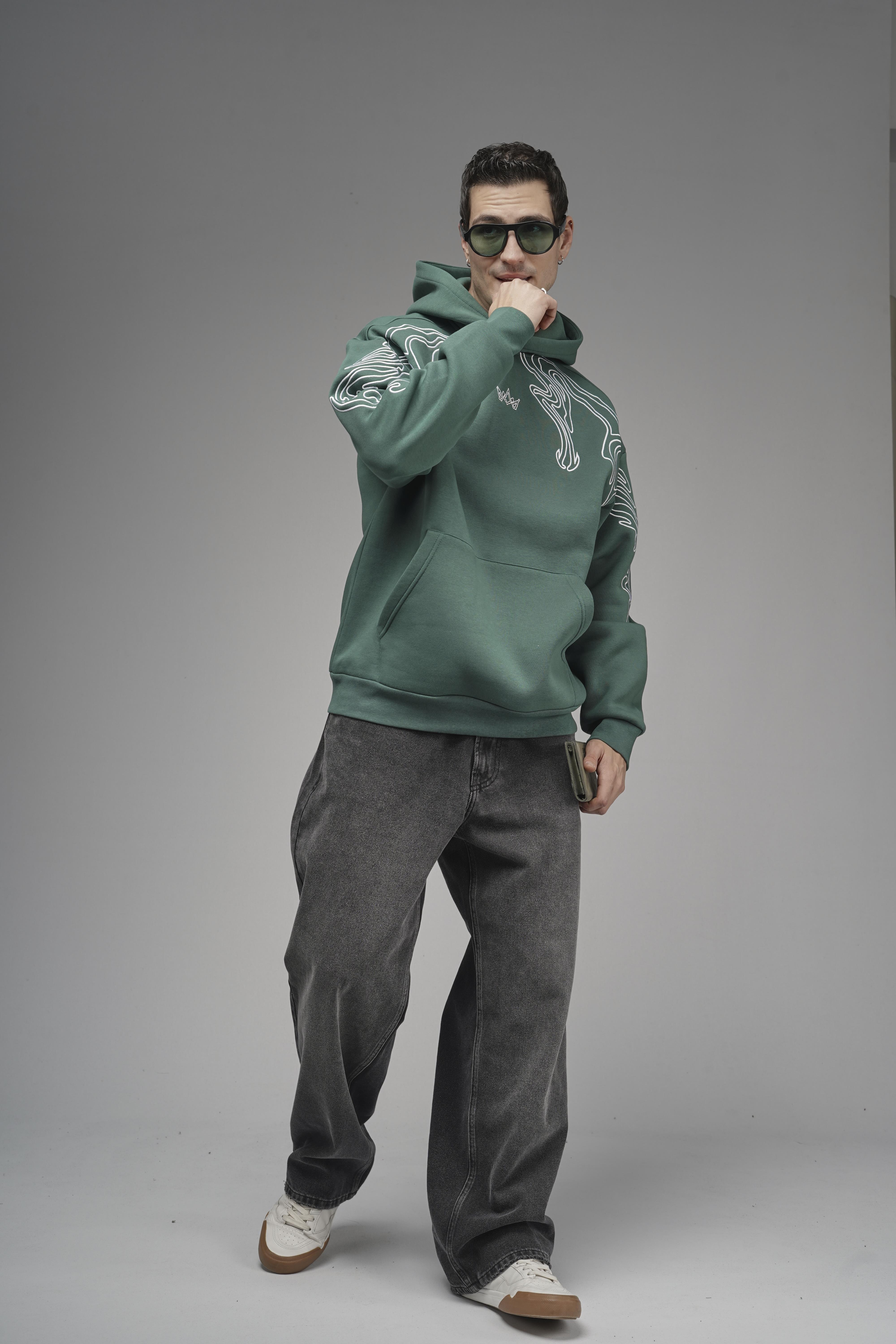 Nakış Detaylı Oversize Kalıp Kapüşonlu Sweatshirt