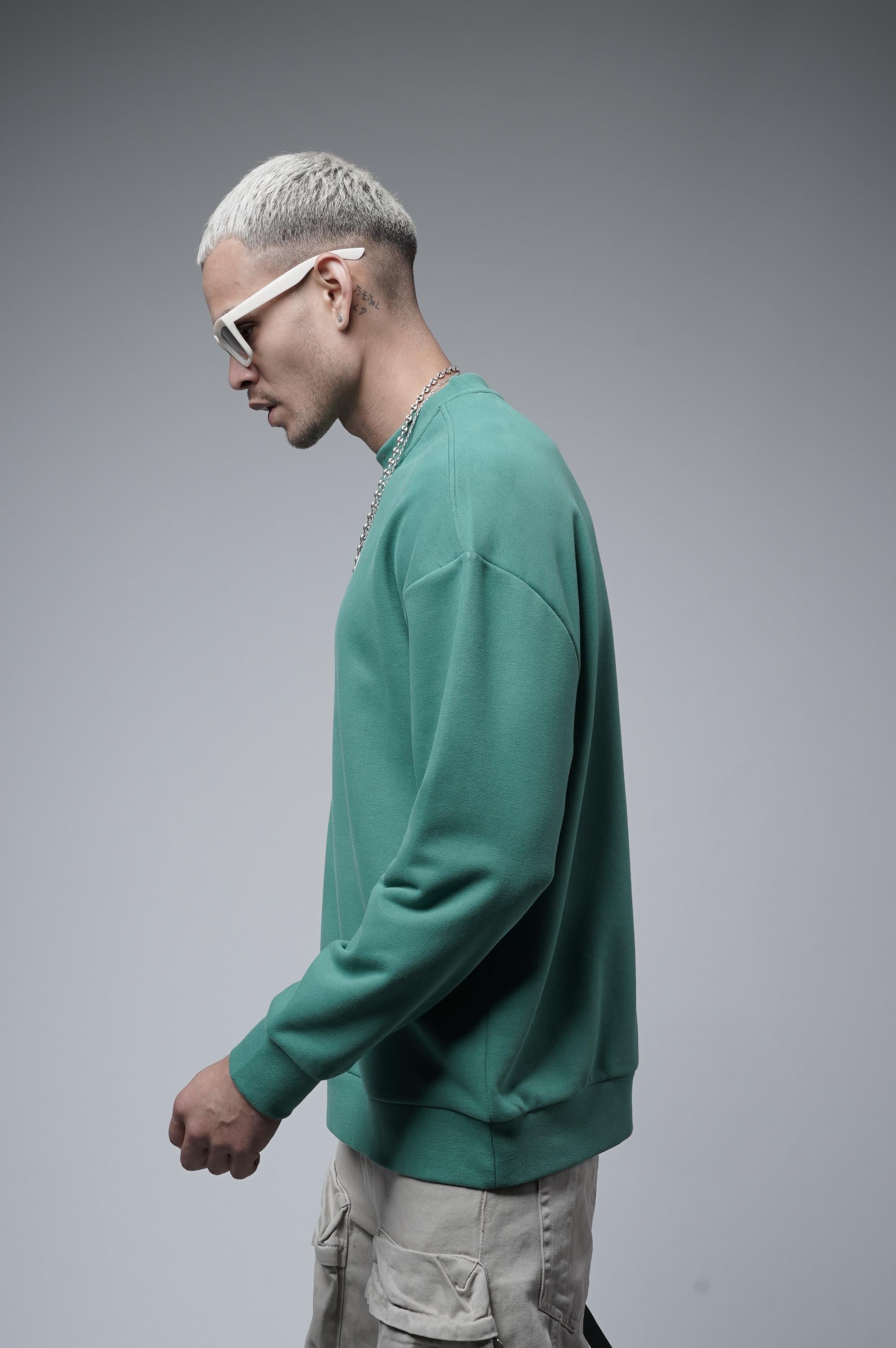 Oversize Kalıp Baskılı Yaka Kol Ribanalı Sweat