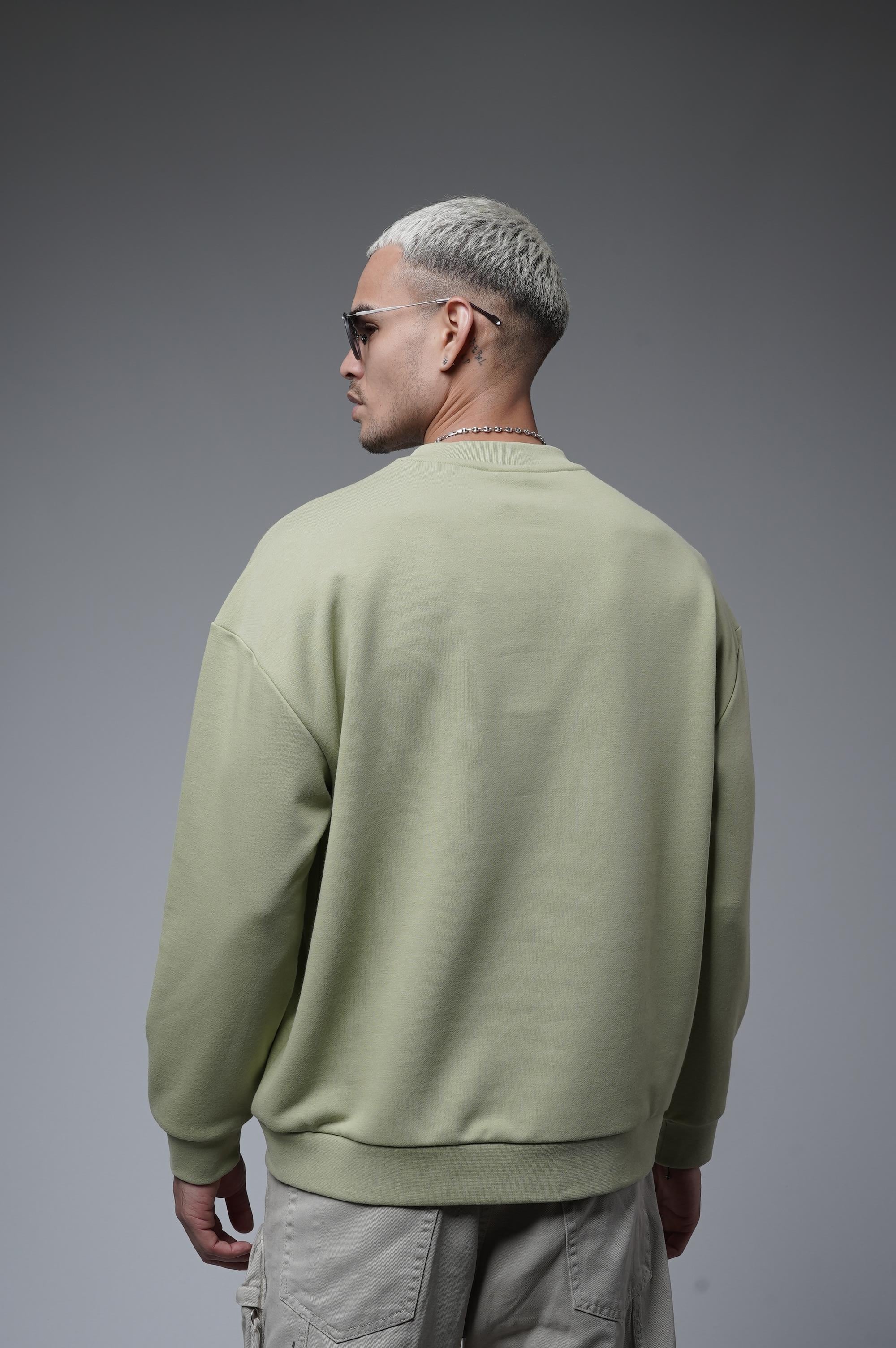 Oversize Kalıp Baskılı Yaka Kol Ribanalı Sweat