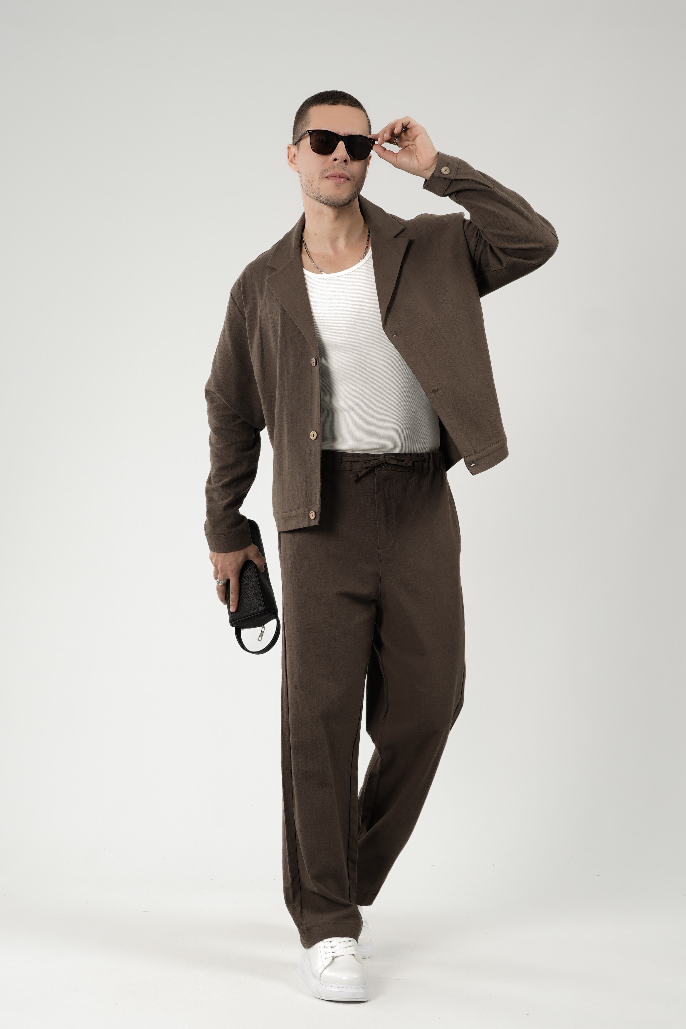 Oversize Kalıp Blazer Keten Alt Üst Takım