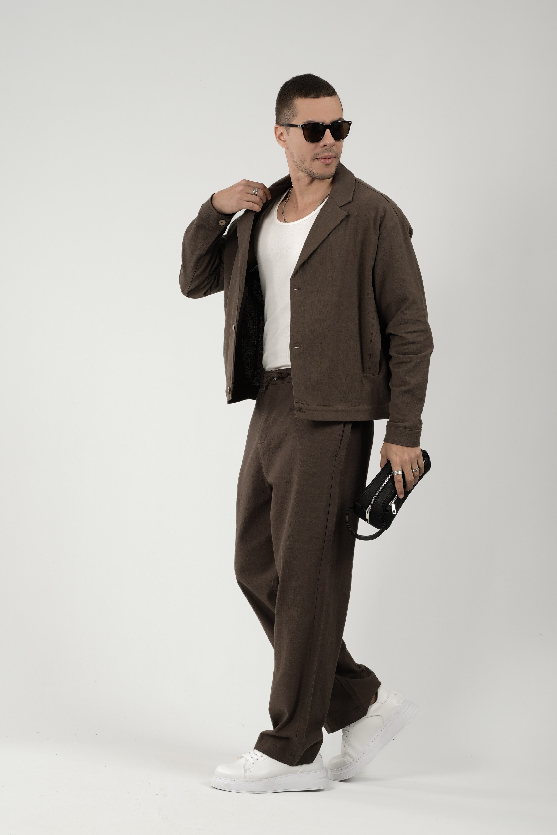 Oversize Kalıp Blazer Keten Alt Üst Takım