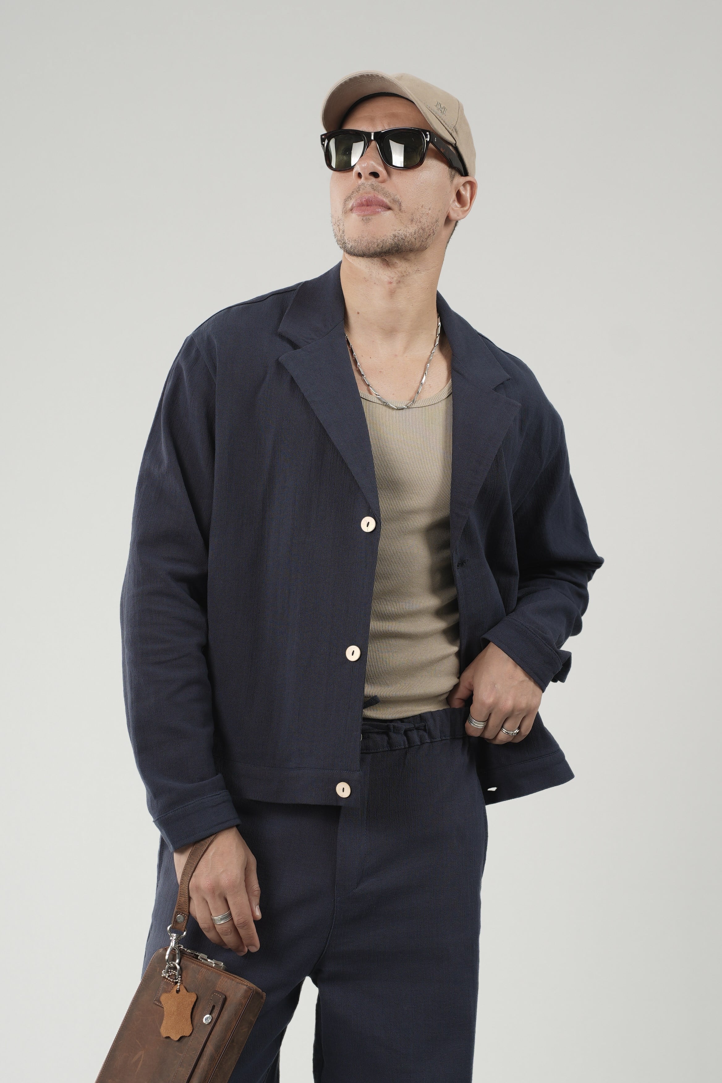 Oversize Kalıp Blazer Keten Alt Üst Takım