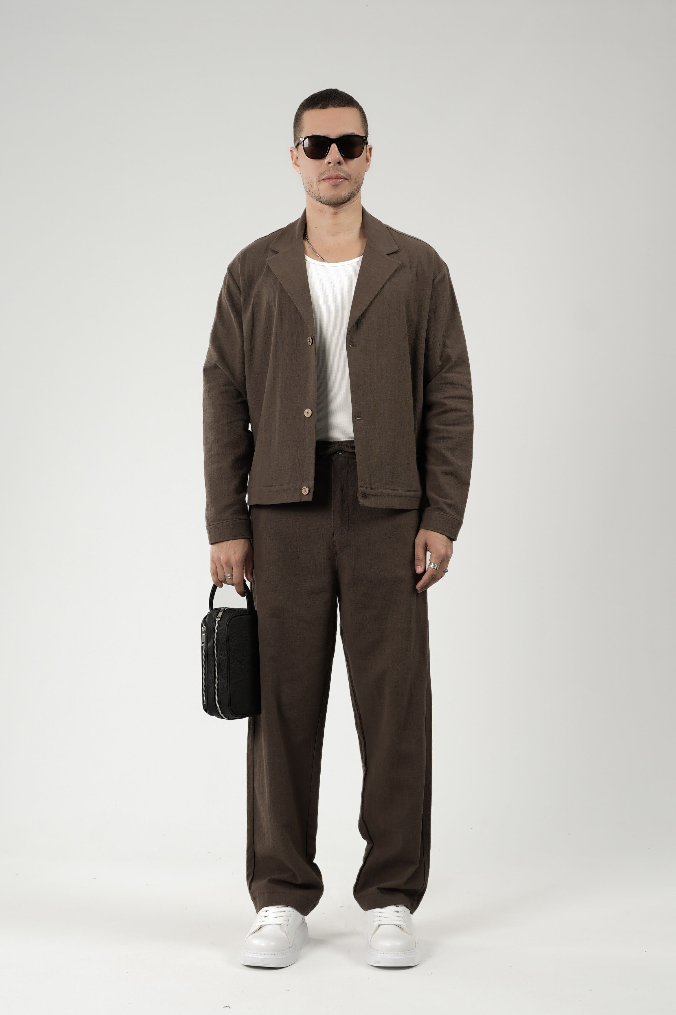 Oversize Kalıp Blazer Keten Alt Üst Takım