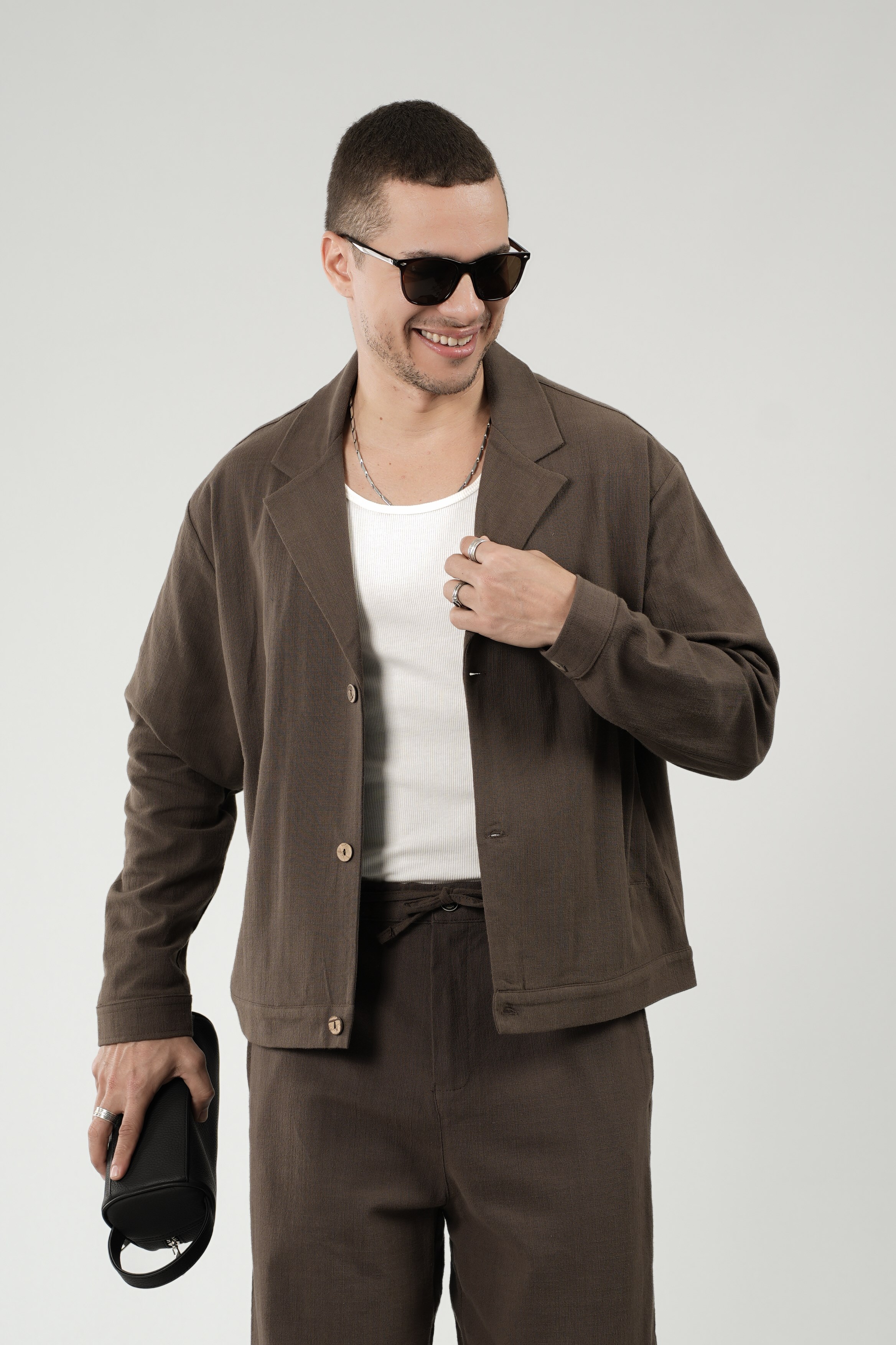 Oversize Kalıp Blazer Keten Alt Üst Takım