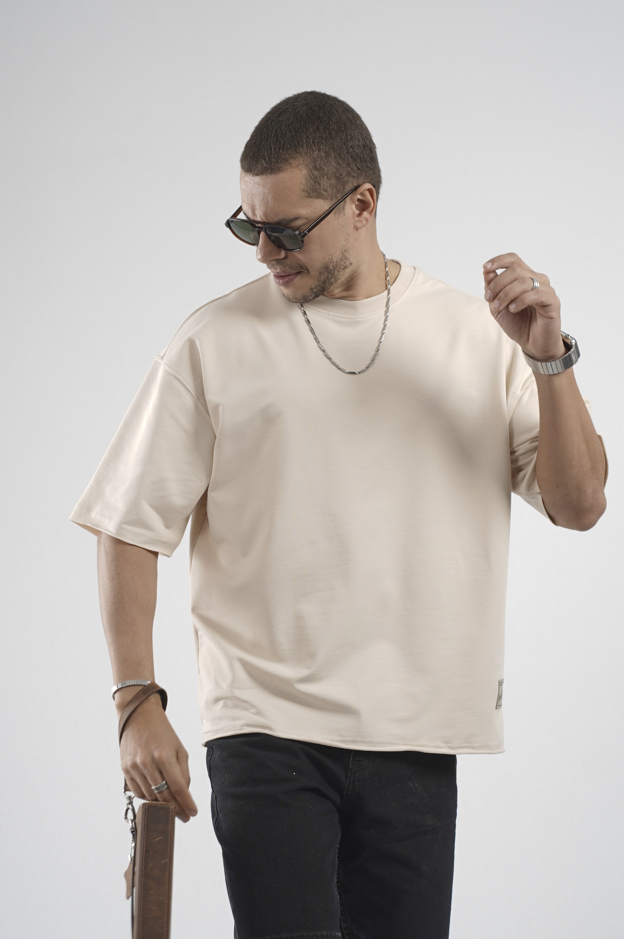 Oversize Kalıp Likralı Basic Tişört