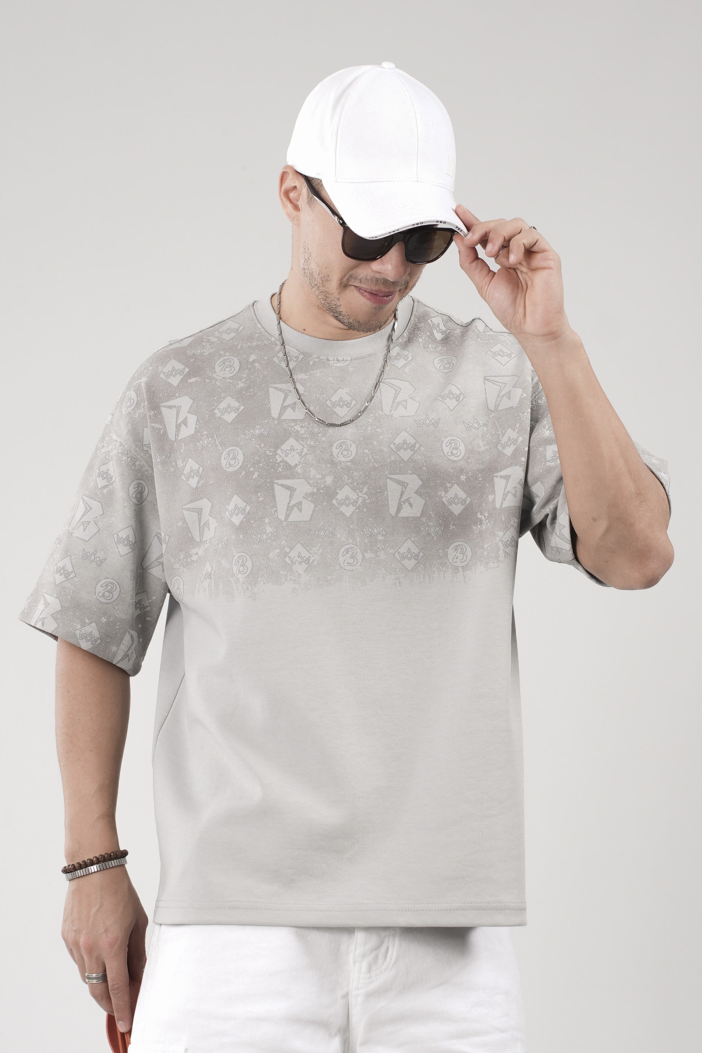 Oversize Kalıp Logo Baskılı Bisiklet Yaka Basic Tişört