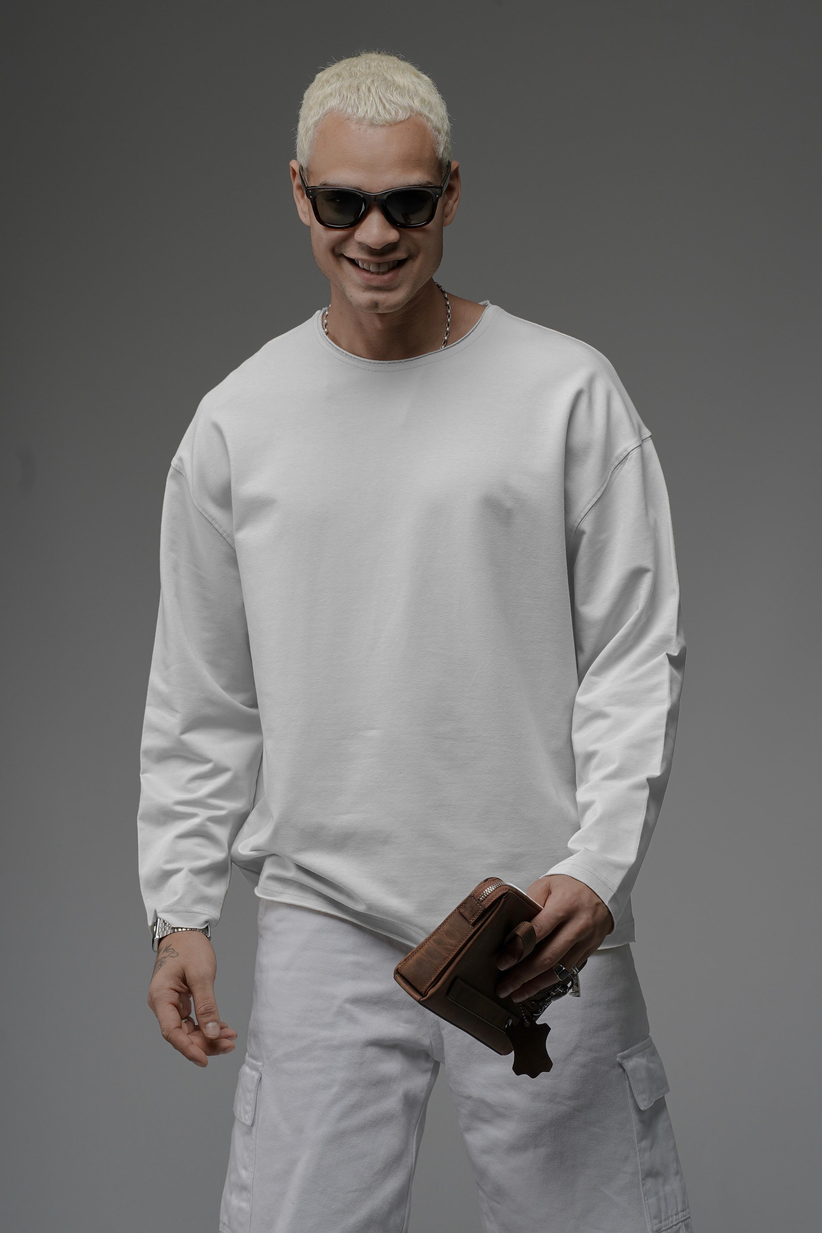 Pis Yaka Oversize Kalıp Düz Sweatshirt