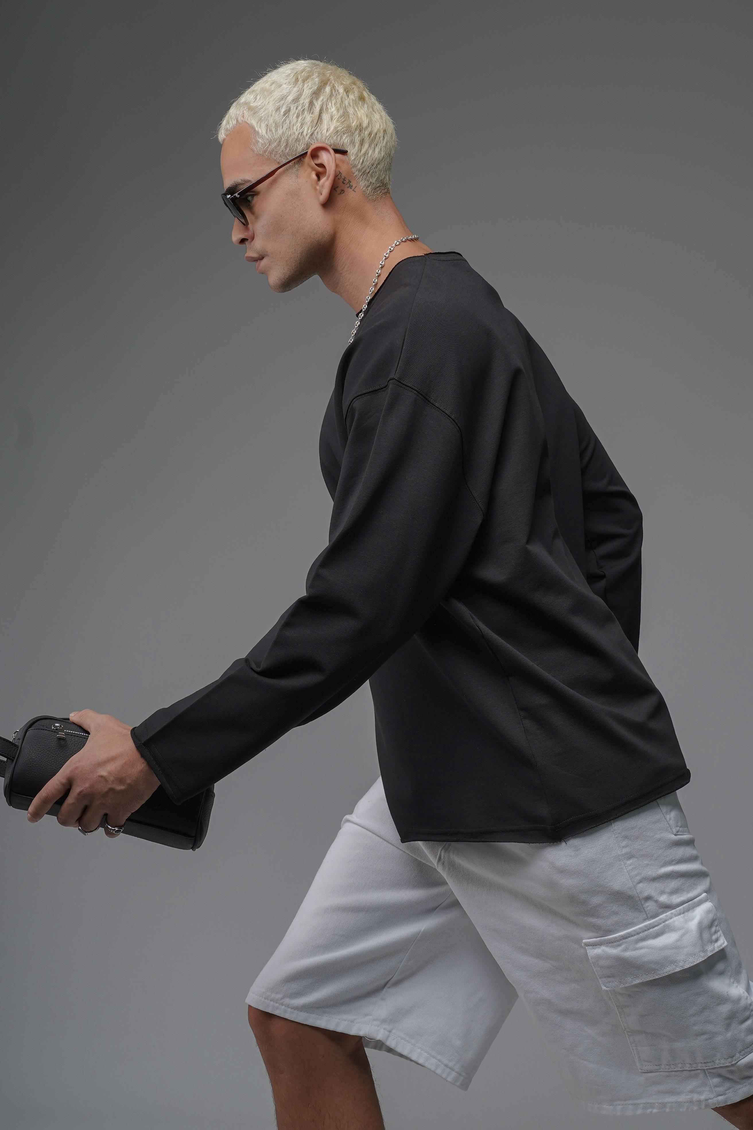 Pis Yaka Oversize Kalıp Düz Sweatshirt