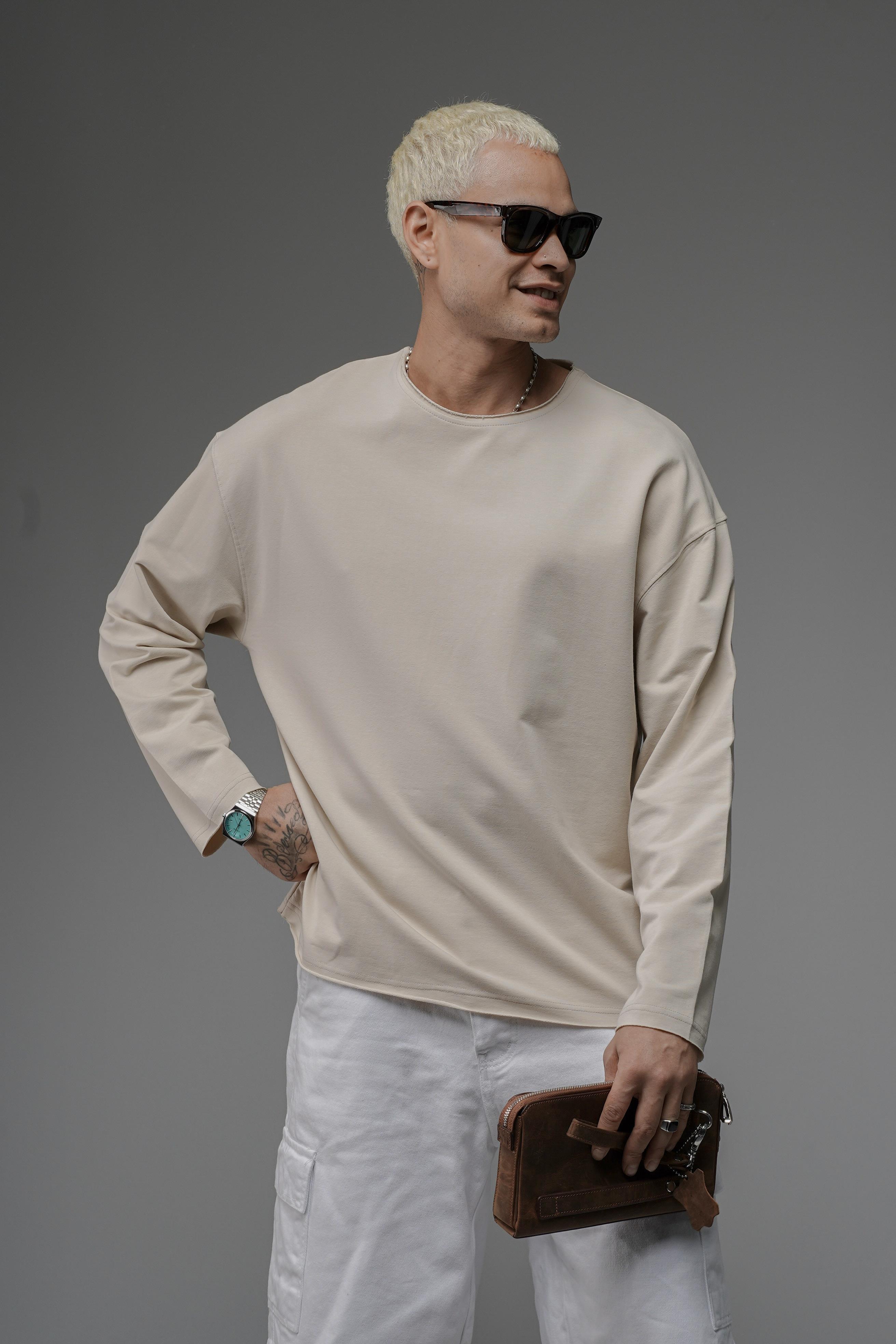 Pis Yaka Oversize Kalıp Düz Sweatshirt