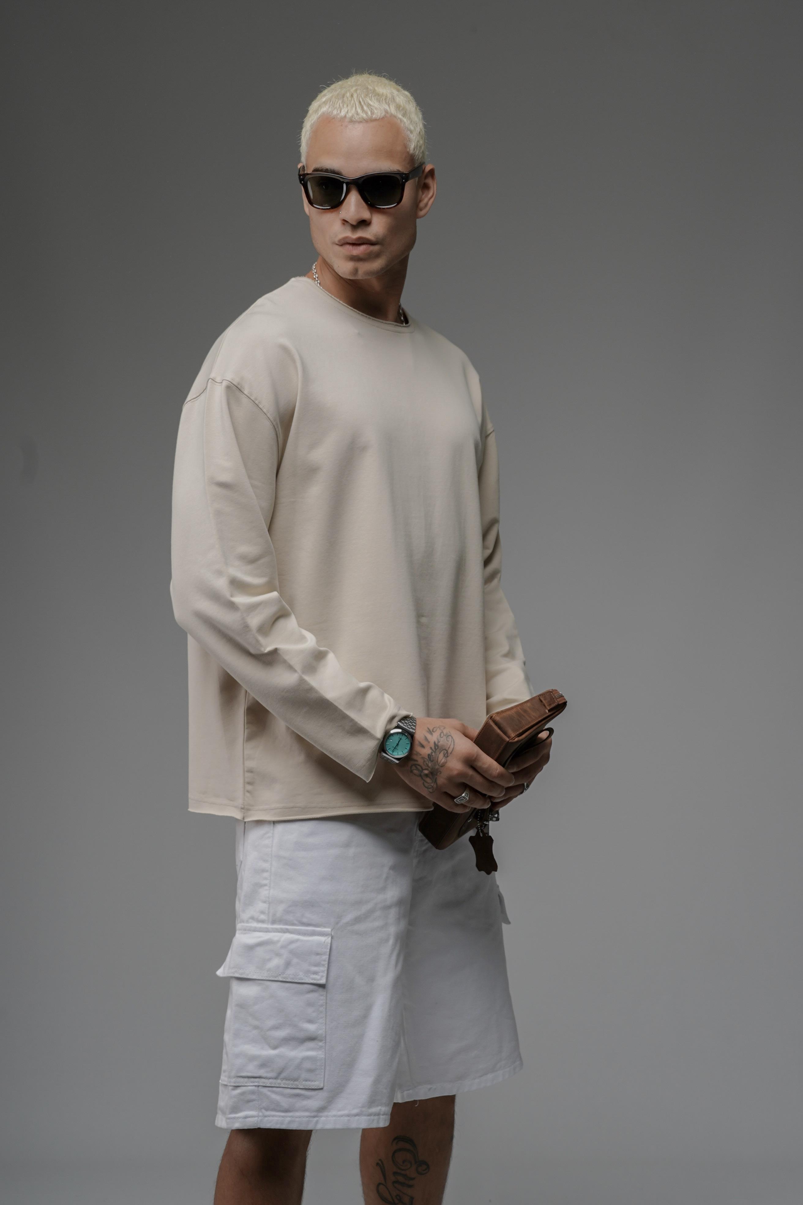 Pis Yaka Oversize Kalıp Düz Sweatshirt