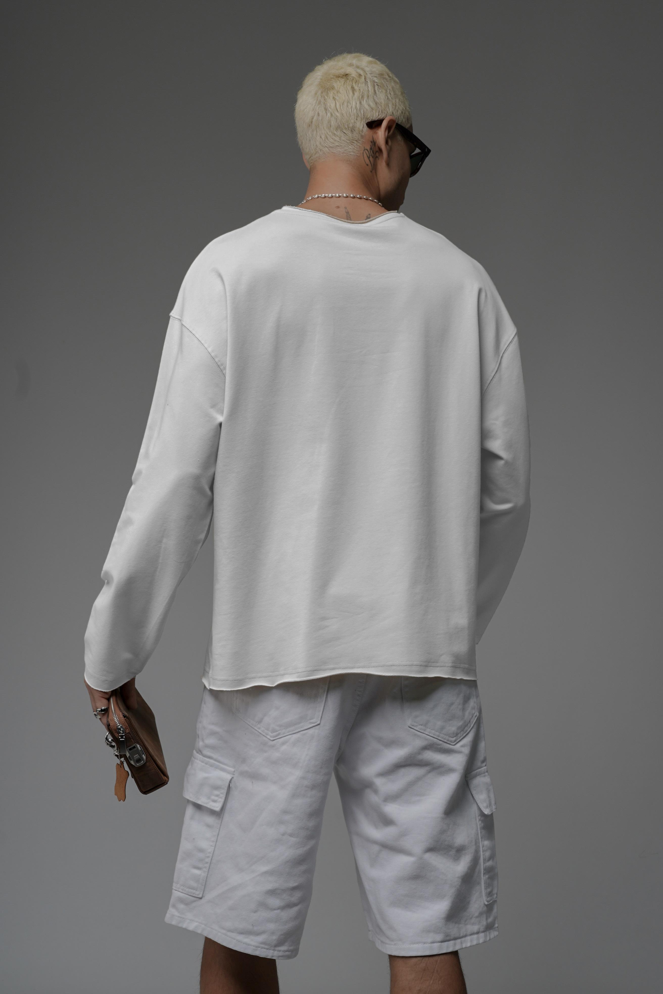 Pis Yaka Oversize Kalıp Düz Sweatshirt