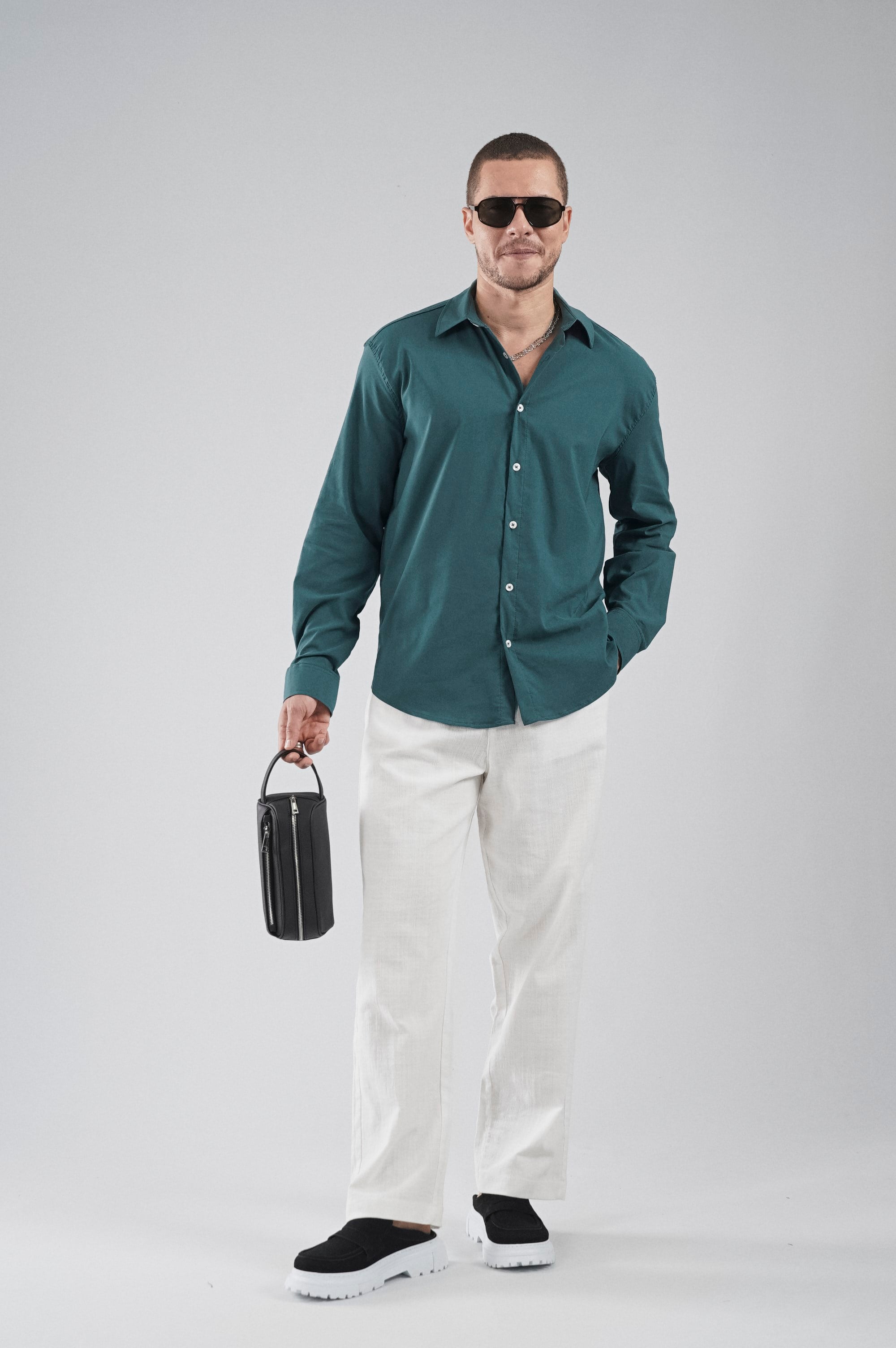 Regular Fit Kalıp Esnek %100 Pamuklu Erkek Düz Gömlek