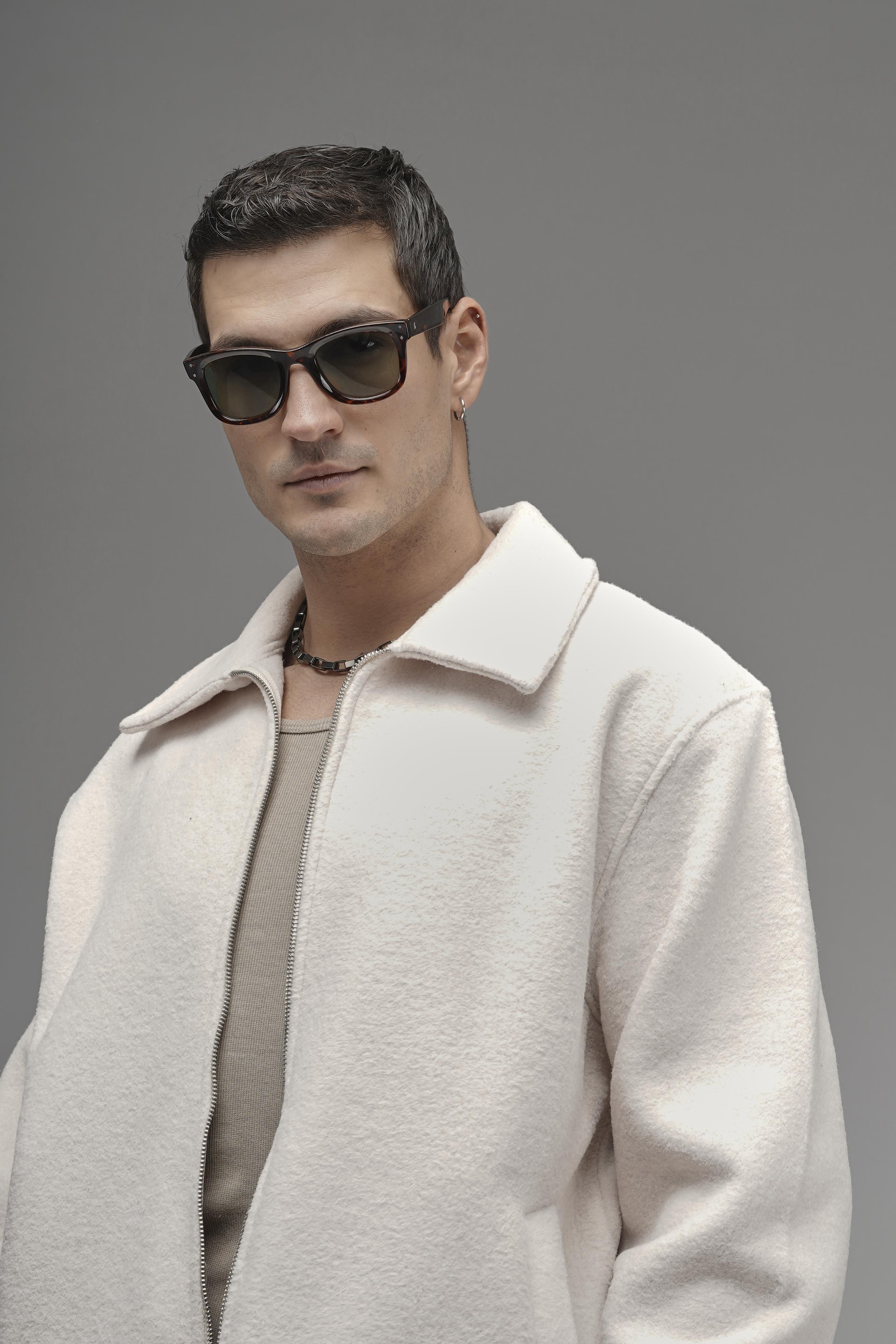 Regular Kalıp Cepli Fermuar Kapamalı Erkek Kaşe Ceket