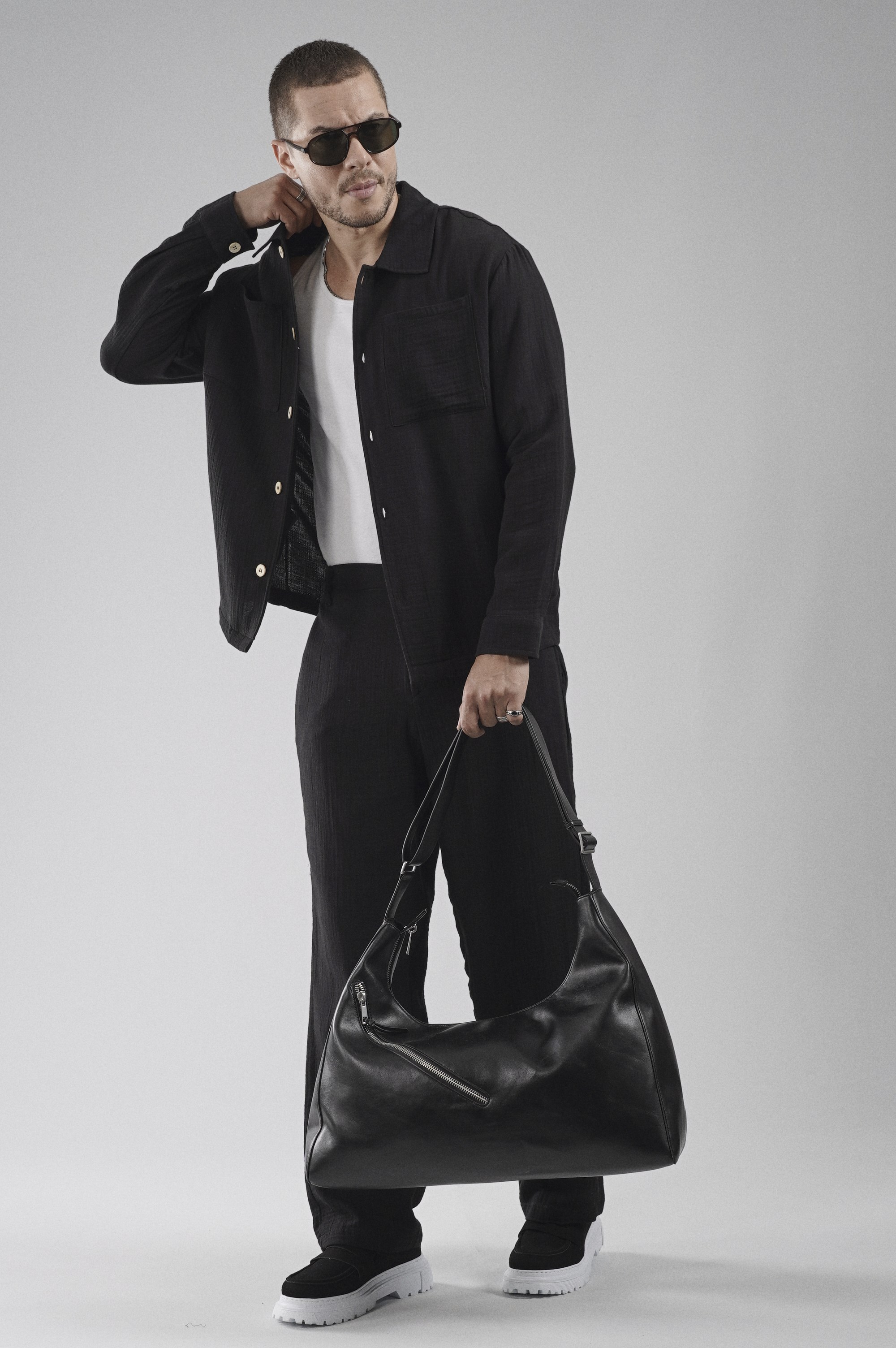 Regular Kalıp Müslin Kumaş Erkek Gömlek Pantolon Alt Üst Takım