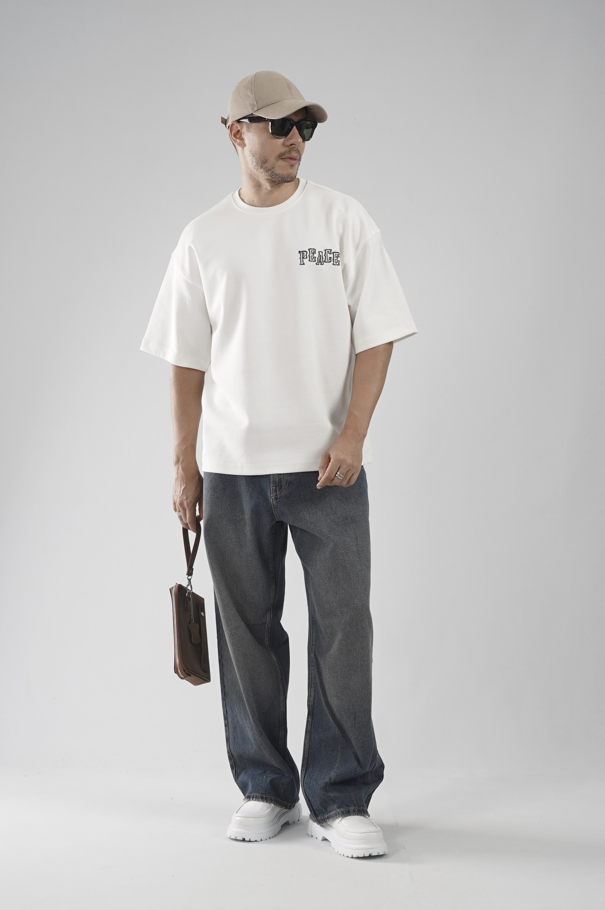 Sırtı Baskı Detaylı Double Face Oversize Kalıp Tişört