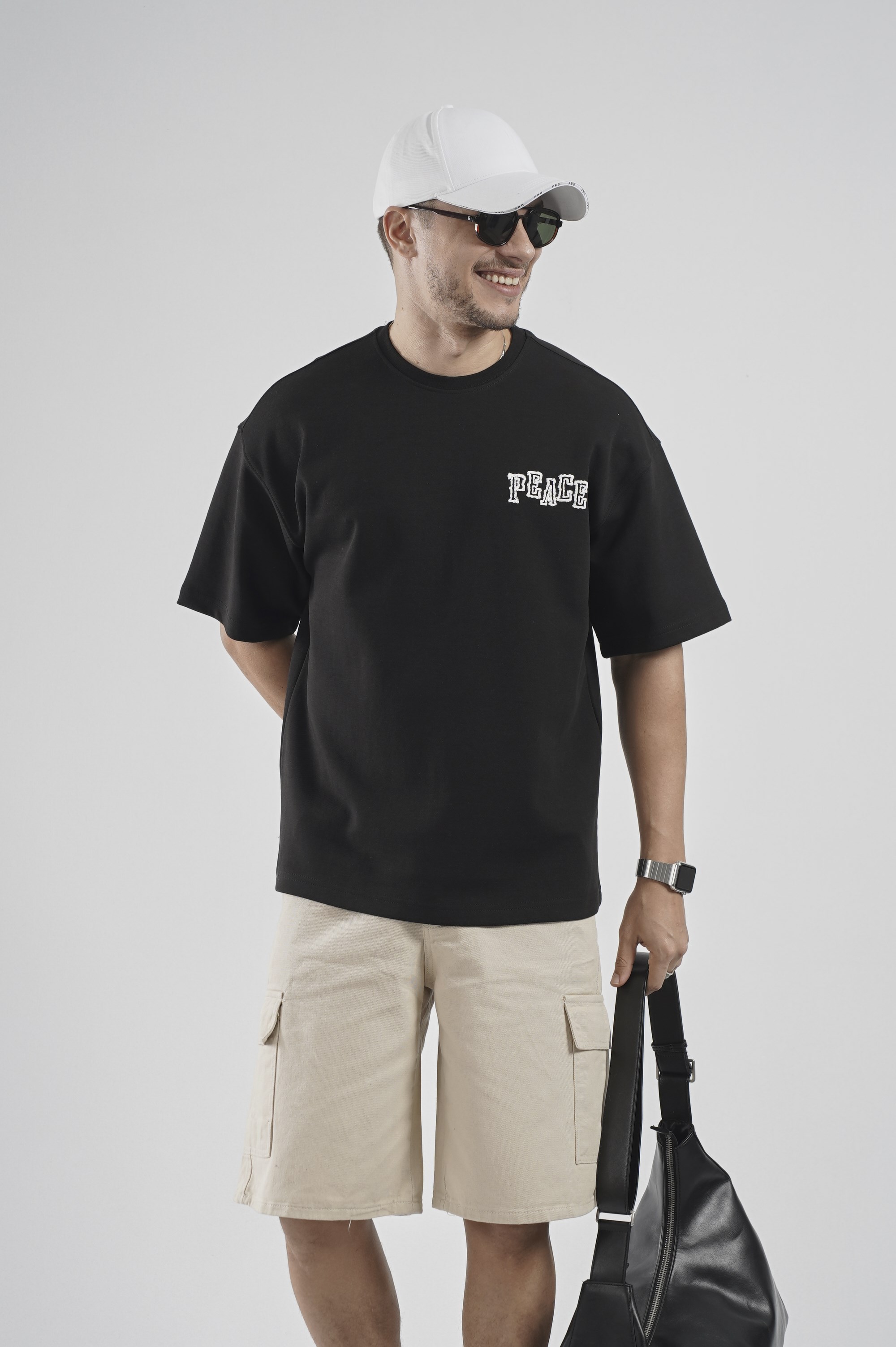 Sırtı Baskı Detaylı Double Face Oversize Kalıp Tişört