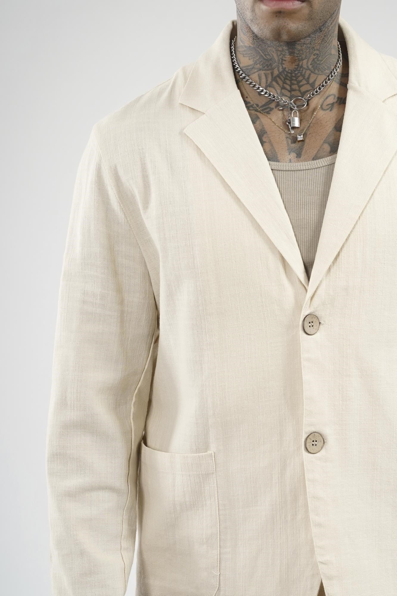 Slim Fit Kalıp Erkek Pamuklu Keten Alt Üst Takım