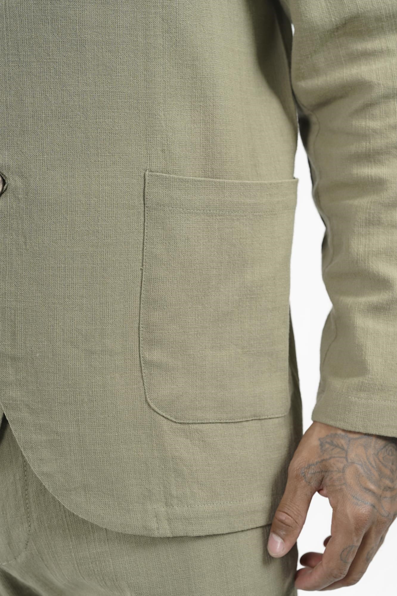 Slim Fit Kalıp Erkek Pamuklu Keten Alt Üst Takım