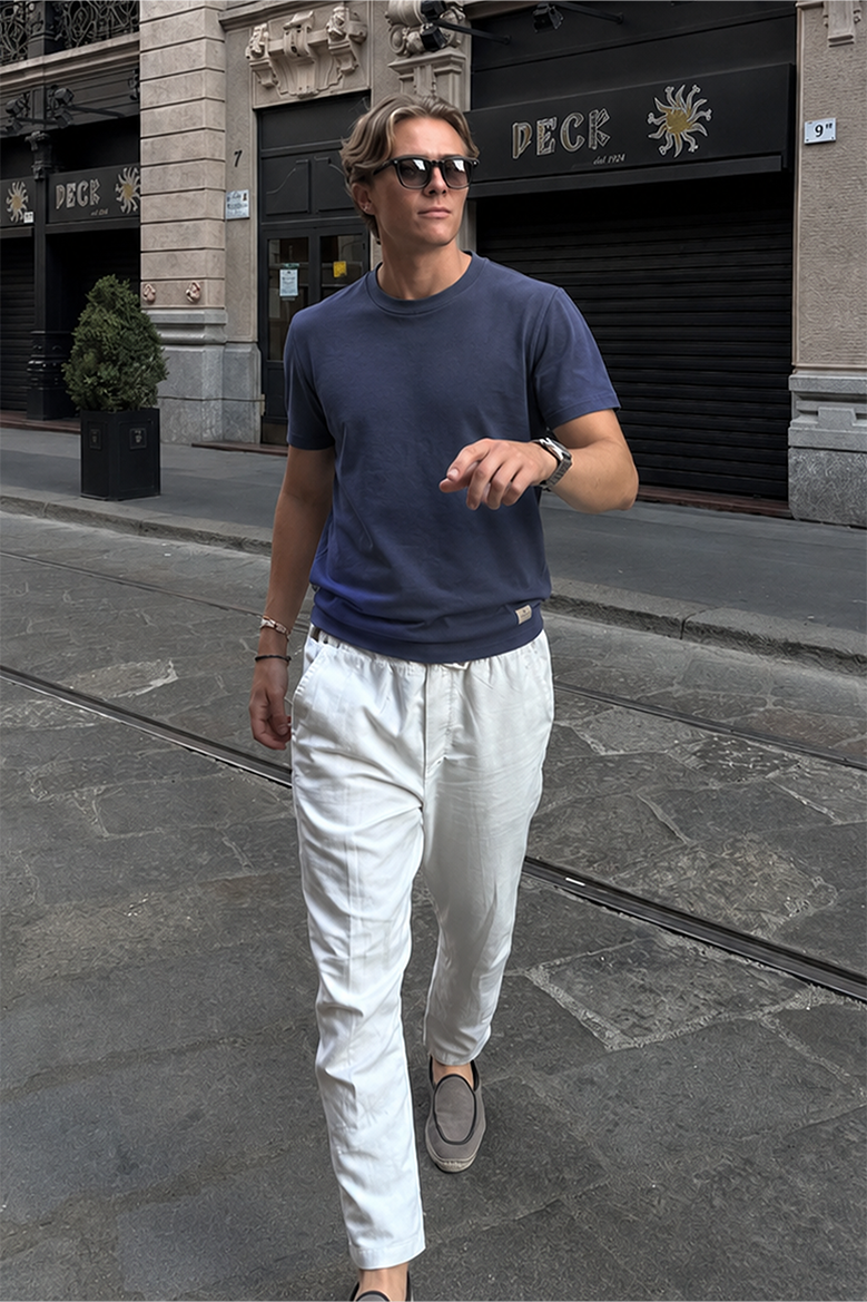 Slim Fit Kalıp Kolu Ribanalı Basic %100 Pamuklu Tişört