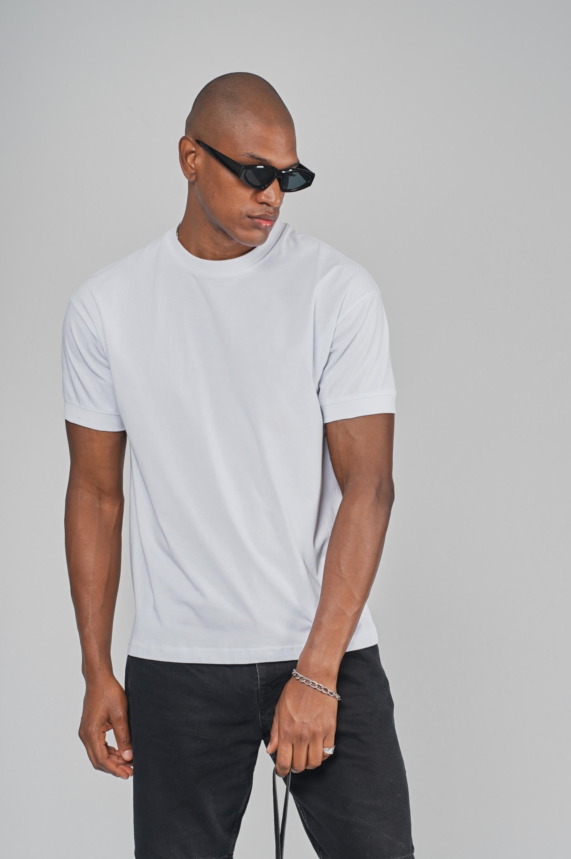 Slim Fit Kalıp Kolu Ribanalı Basic %100 Pamuklu Tişört