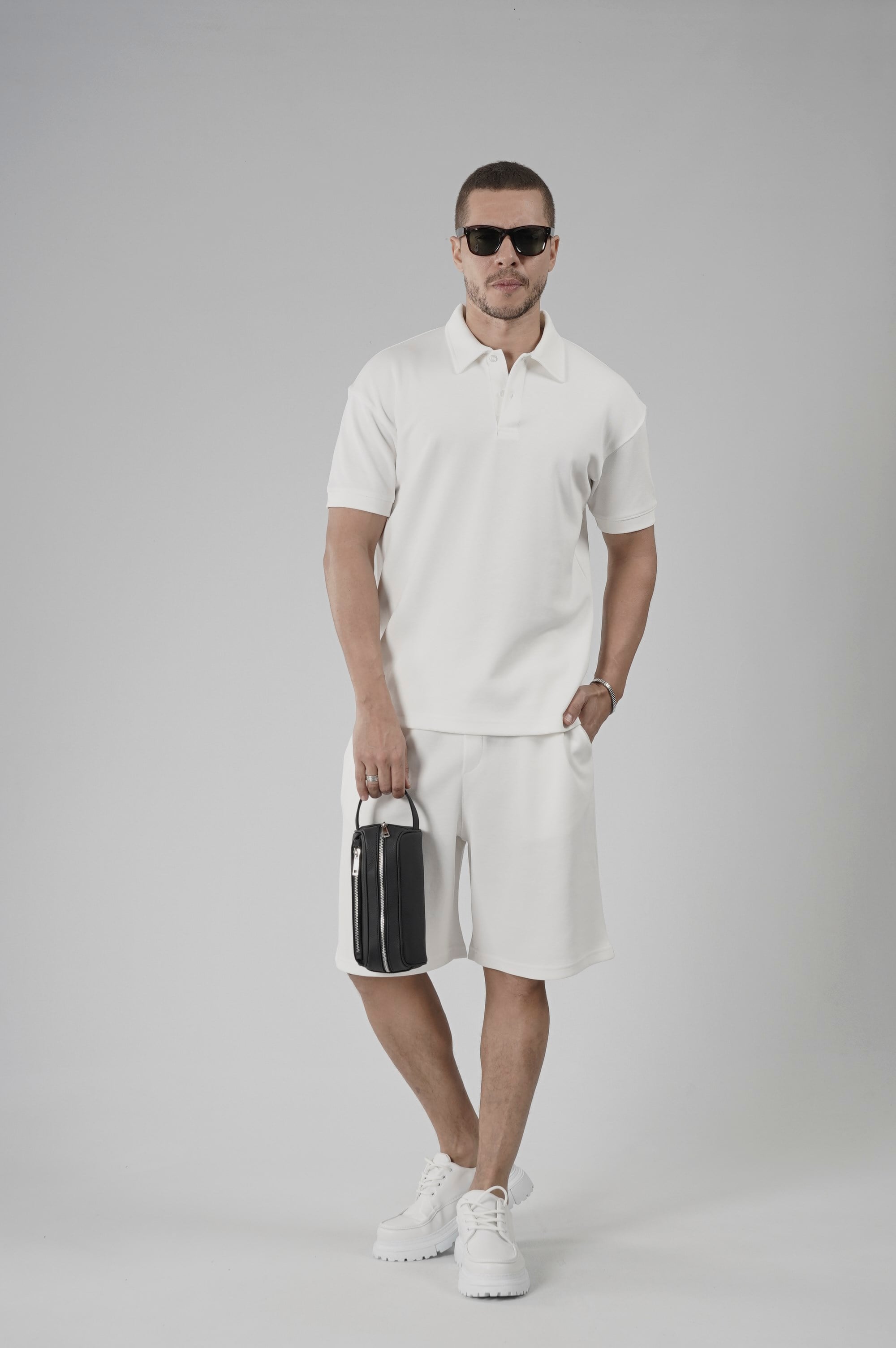 Yarım Oversize Kalıp Polo Yaka Erkek Şort Takım