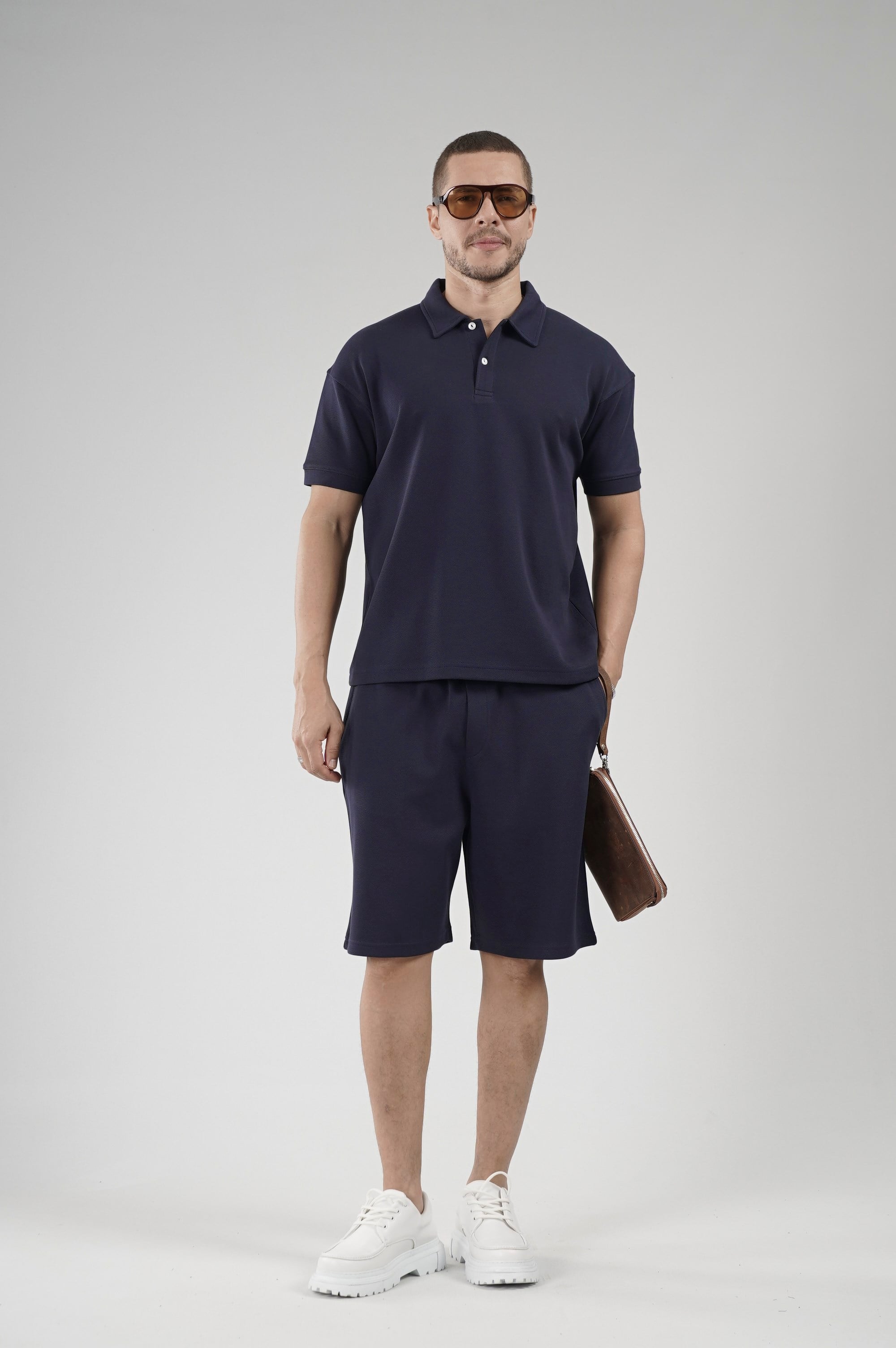 Yarım Oversize Kalıp Polo Yaka Erkek Şort Takım