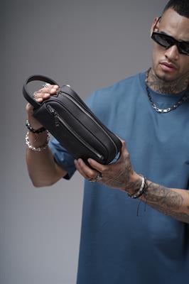 Askılı Silindir Hakiki Deri El Çantası