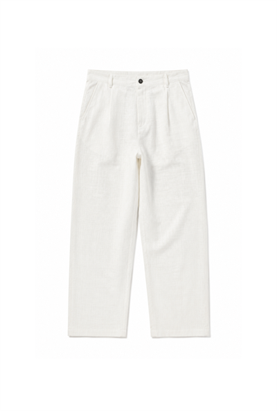 Baggy Fit Kalıp Pamuklu Keten Pantolon