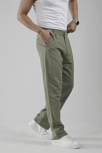 Baggy Fit Kalıp Pamuklu Keten Pantolon