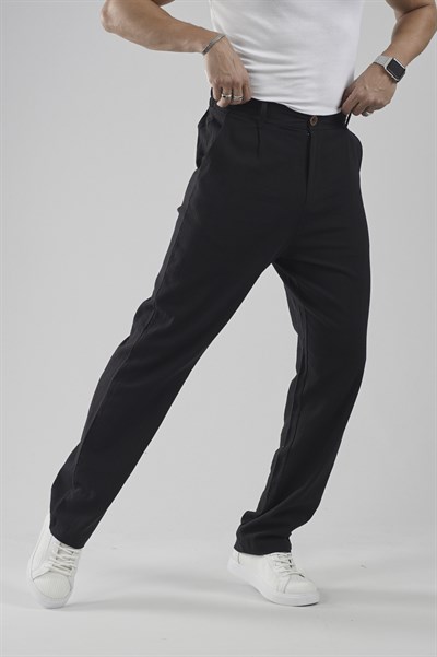 Baggy Fit Kalıp Pamuklu Keten Pantolon