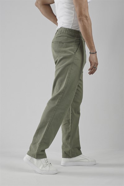 Baggy Fit Kalıp Pamuklu Keten Pantolon