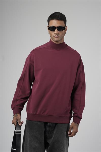 Balıkçı Yaka Oversize Kalıp Erkek Sweatshirt