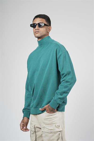 Balıkçı Yaka Oversize Kalıp Erkek Sweatshirt