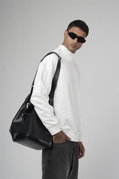 Balıkçı Yaka Oversize Kalıp Erkek Sweatshirt