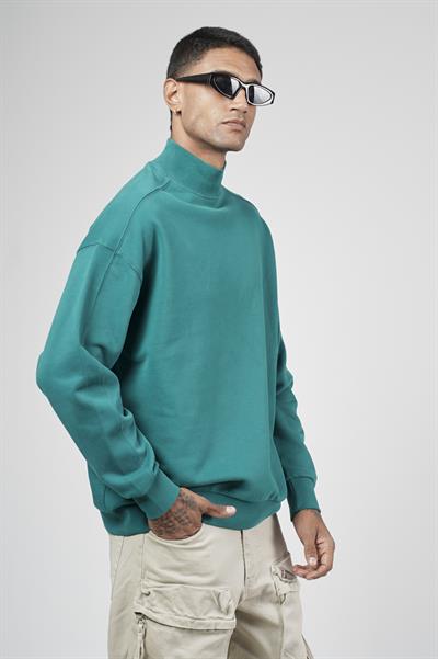 Balıkçı Yaka Oversize Kalıp Erkek Sweatshirt