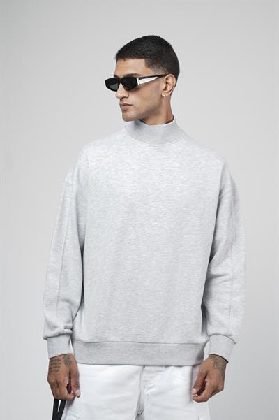 Balıkçı Yaka Oversize Kalıp Erkek Sweatshirt
