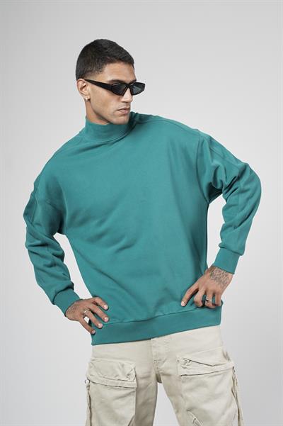 Balıkçı Yaka Oversize Kalıp Erkek Sweatshirt