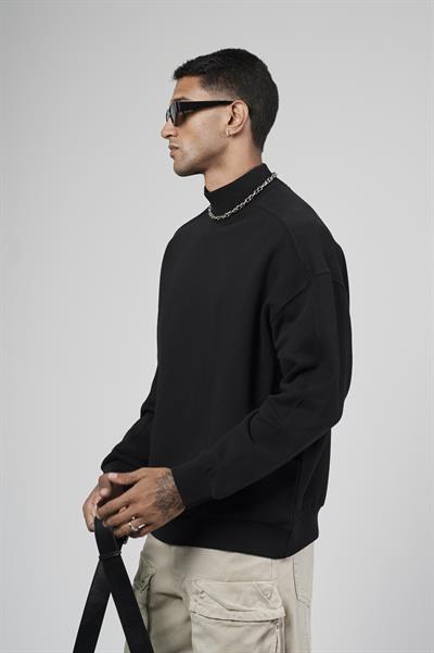 Balıkçı Yaka Oversize Kalıp Erkek Sweatshirt