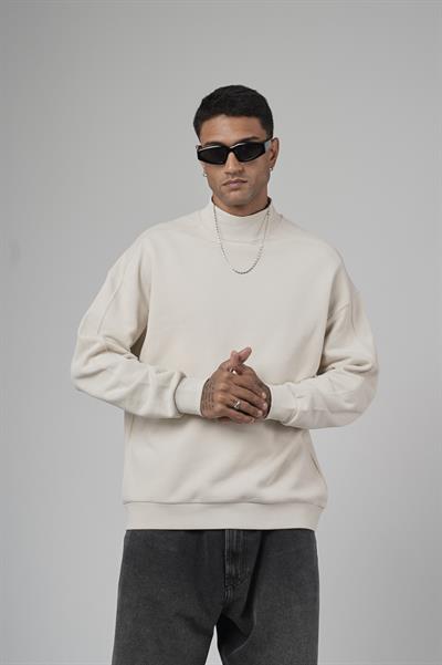 Balıkçı Yaka Oversize Kalıp Erkek Sweatshirt