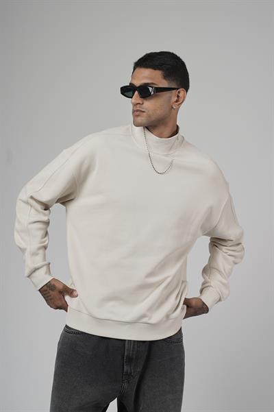 Balıkçı Yaka Oversize Kalıp Erkek Sweatshirt