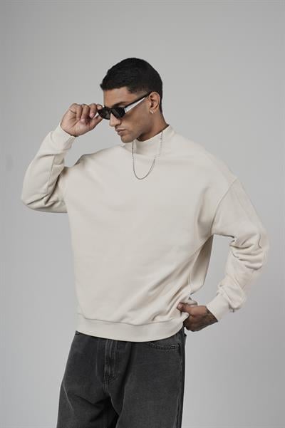 Balıkçı Yaka Oversize Kalıp Erkek Sweatshirt